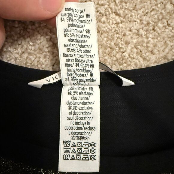 Victoria's Secret High Neck Sports Bra Tank Seamless Black Gold Women's Small - Picture 4 of 4